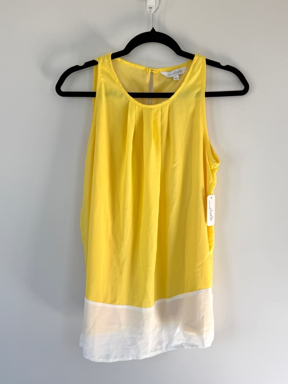 Charming Charlie Yellow and White Sleeveless Colorblock Camisole